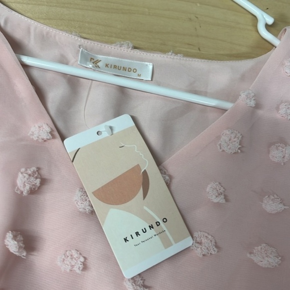 NWT Short Sleeve Swing Mini Beach Sundress A-line V Neck Light Pink Medium - Picture 5 of 5